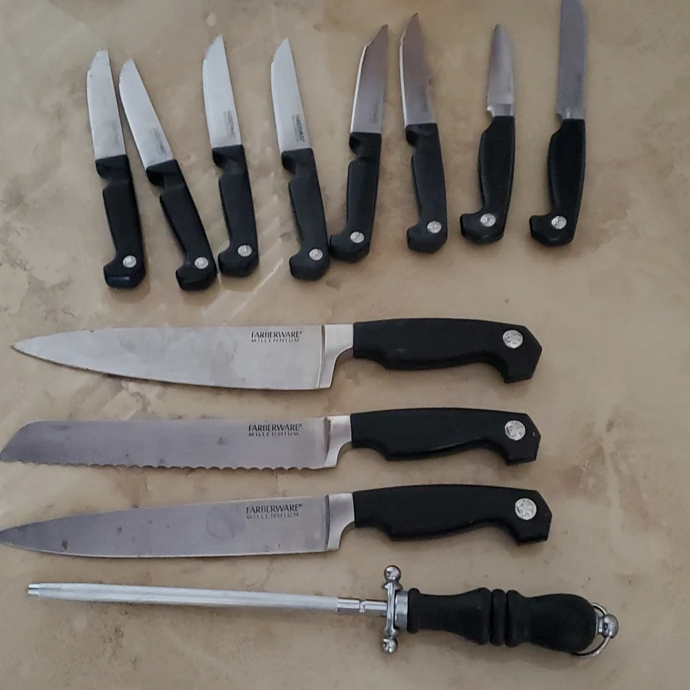 Vintage Butcher Block Set with (12) knives/tool